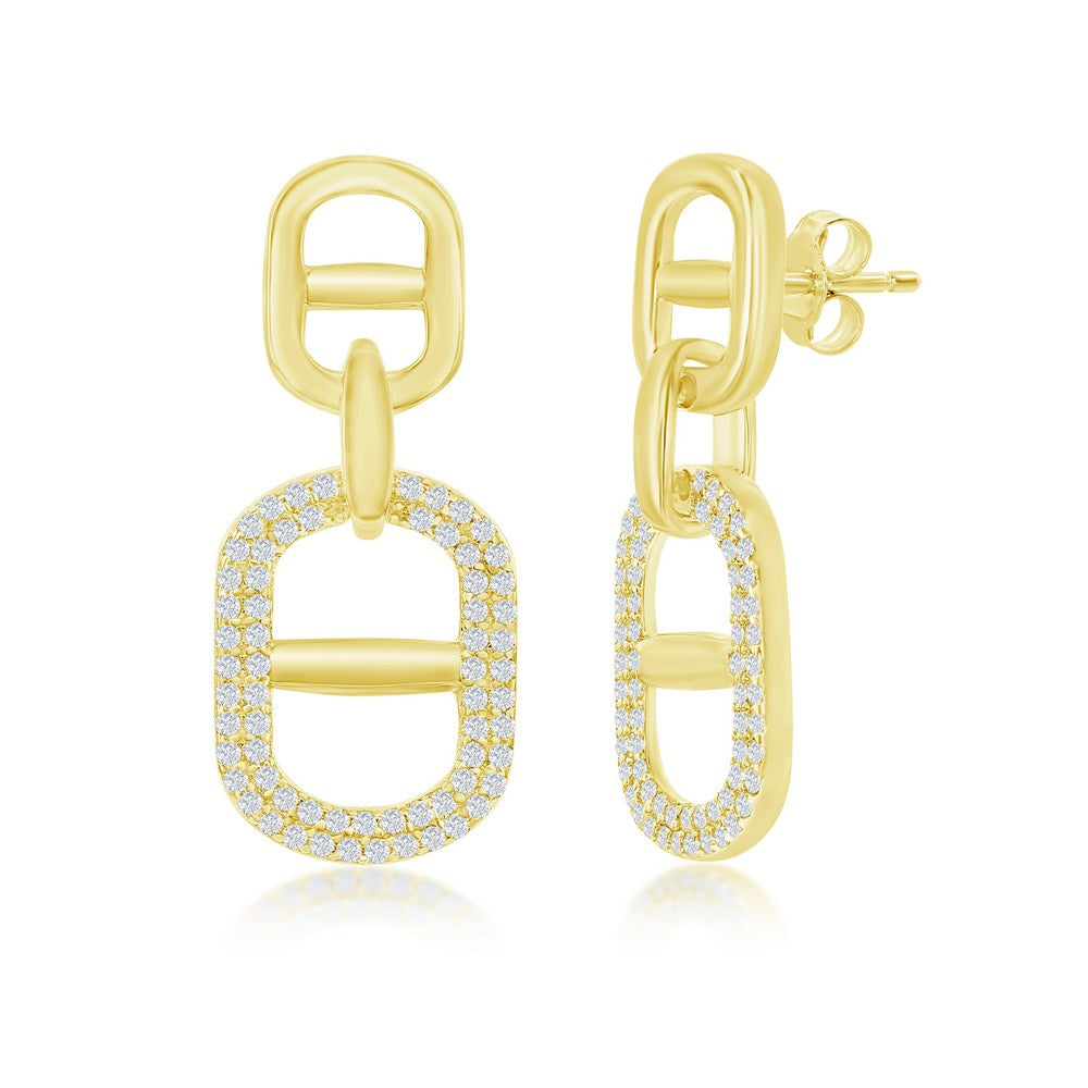 Sterling Silver Linked CZ Earrings - Gold Plated Earrings