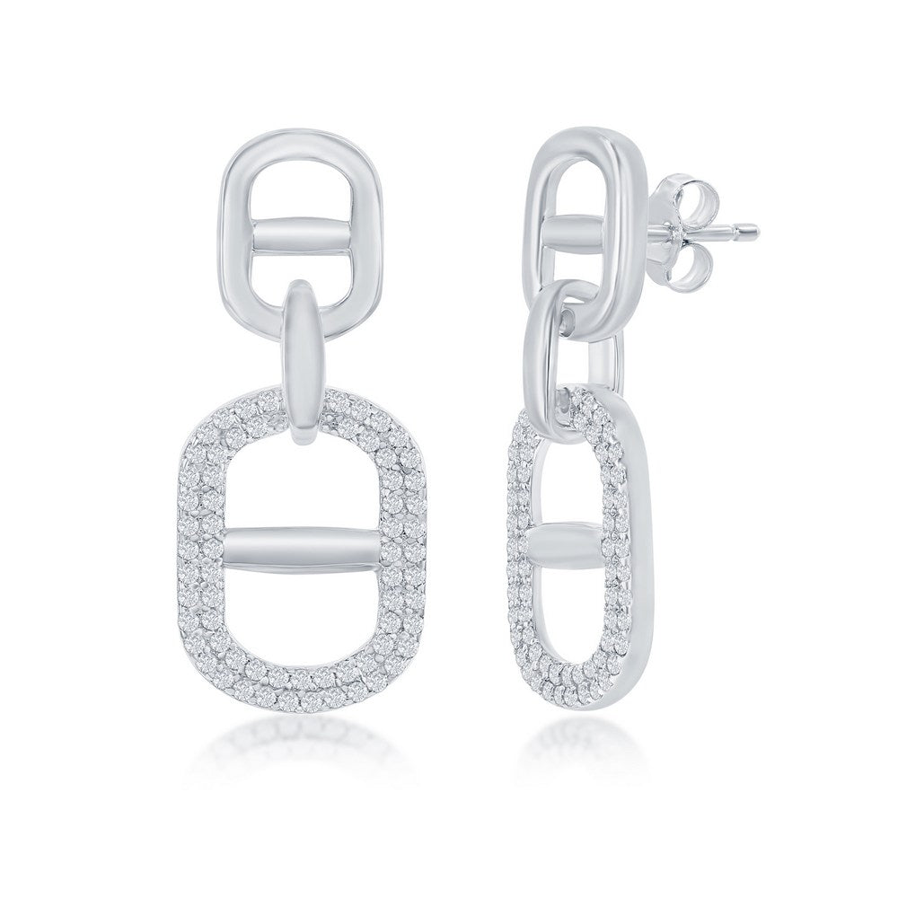 Sterling Silver Linked CZ Earrings Earrings