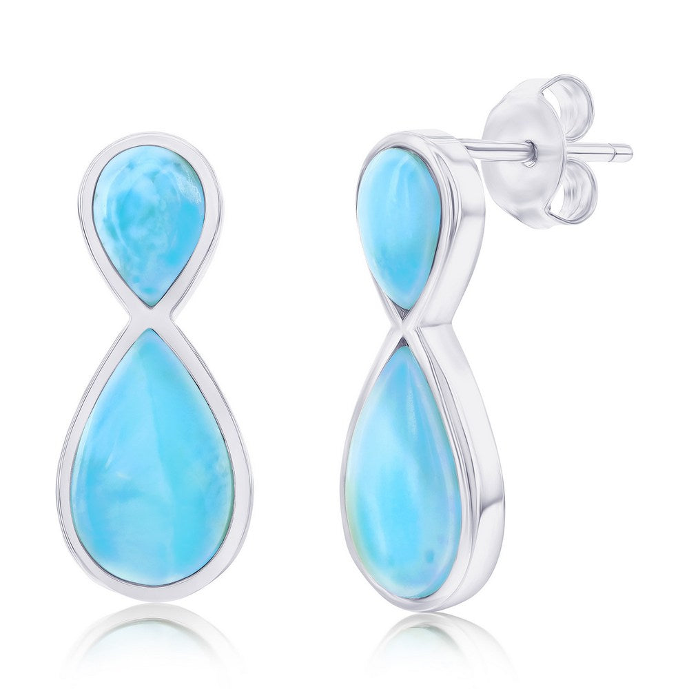 Sterling Silver, Pearshaped Larimar Earrings Earrings