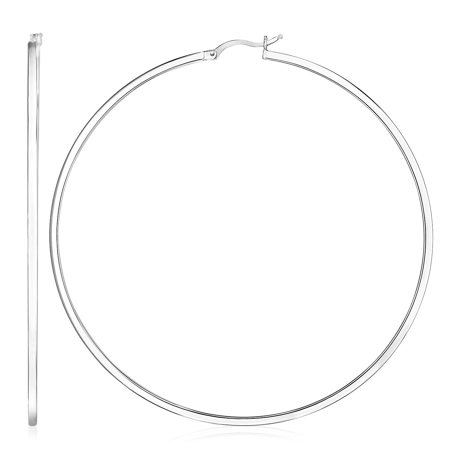 Sterling Silver Large Polished Hoop Earrings(75mm) Earrings