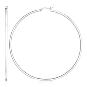 Sterling Silver Large Polished Hoop Earrings(75mm) Earrings