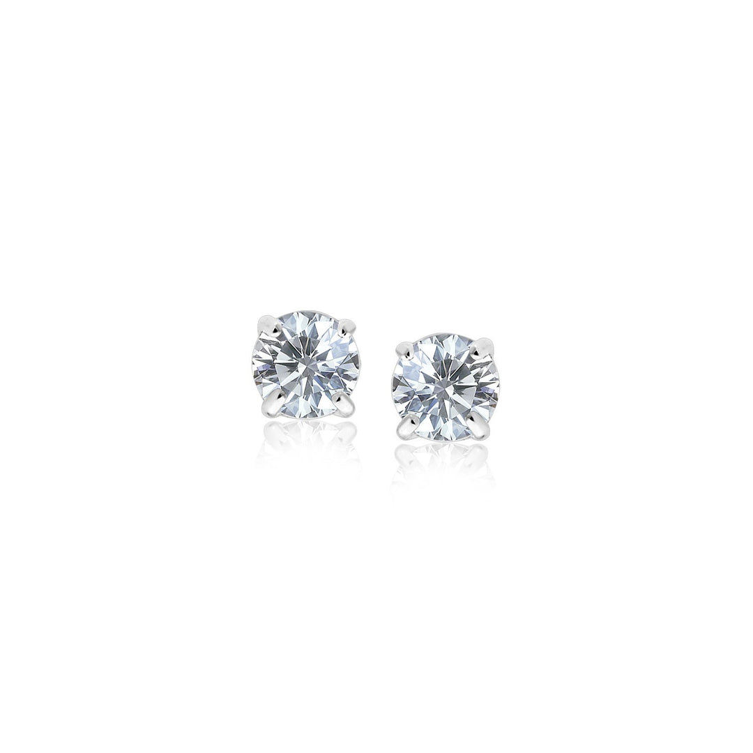 Sterling Silver Faceted White Cubic Zirconia Stud Earrings(3mm) Earrings