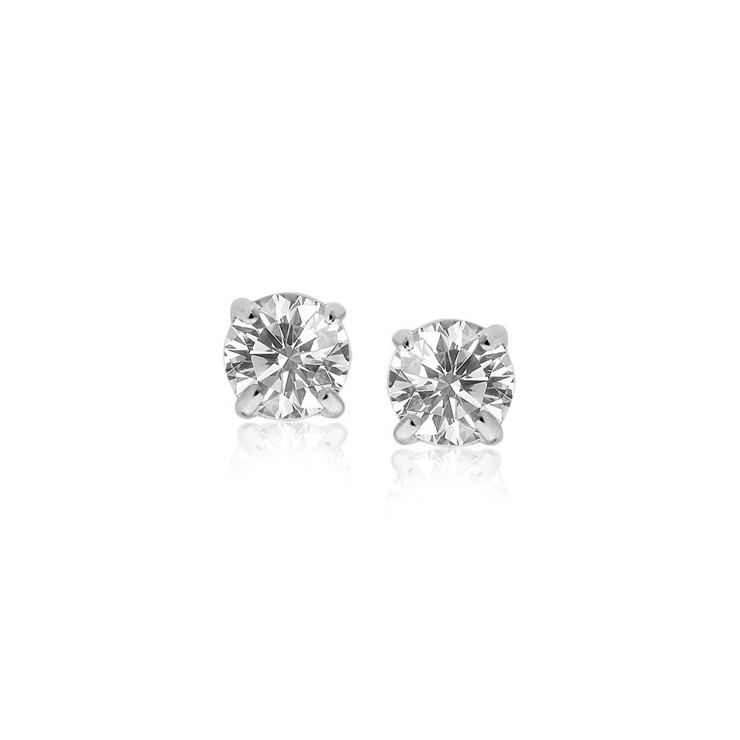 Sterling Silver Faceted White Cubic Zirconia Stud Earrings(4mm) Earrings