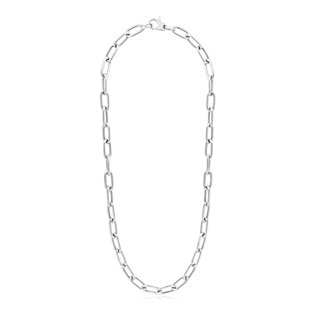 Sterling Silver Wide Paperclip Chain Necklace Necklaces