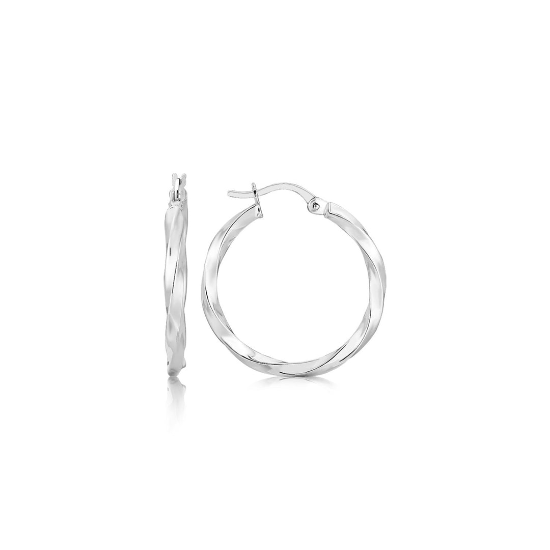 Sterling Silver Polished Spiral Motif Hoop Earrings(3x25mm) Earrings