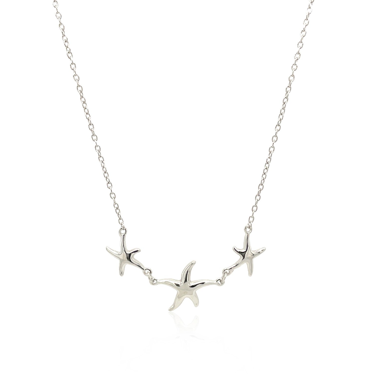 Sterling Silver Necklace with Three Starfish Necklaces