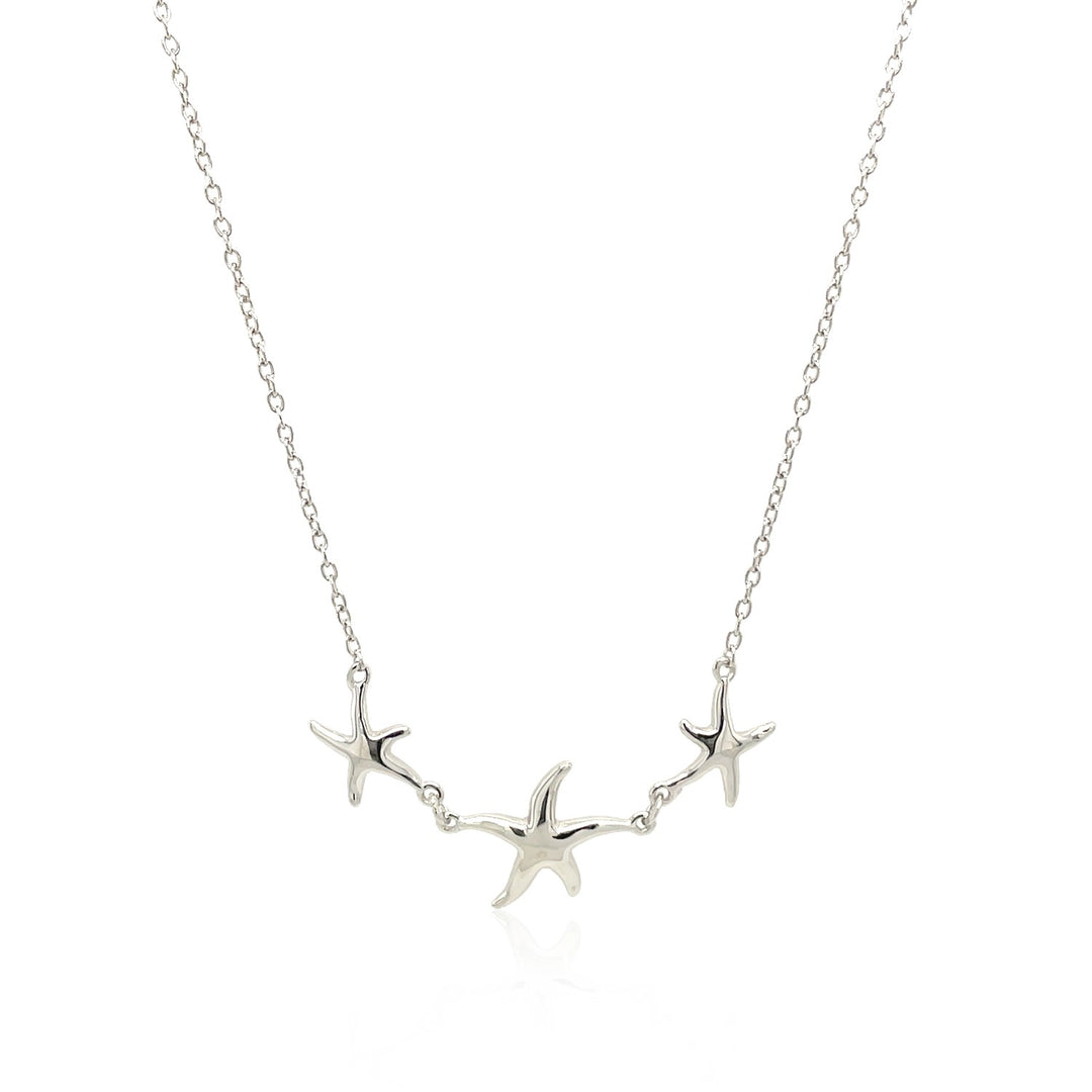 Sterling Silver Necklace with Three Starfish Necklaces