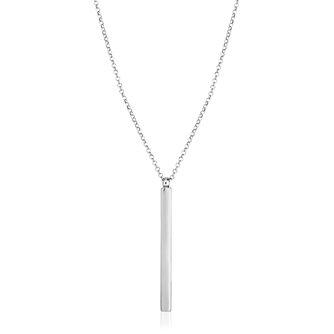 Sterling Silver 24 inch Necklace with Long Polished Bar Pendant Necklaces