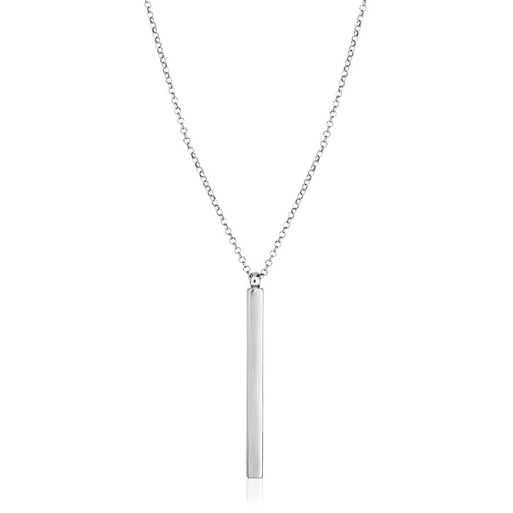 Sterling Silver 24 inch Necklace with Long Polished Bar Pendant Necklaces