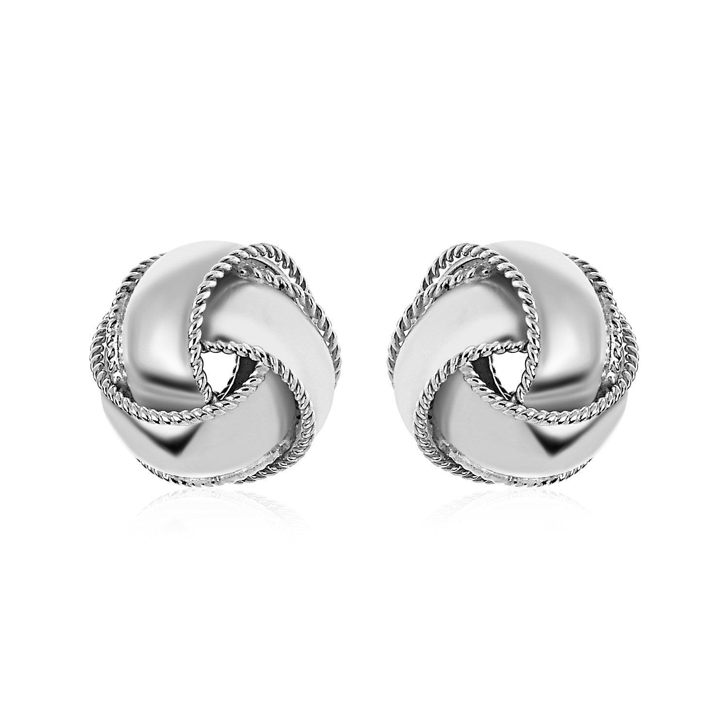 Textured and Polished Love Knot Earrings in Sterling Silver(13mm) Earrings