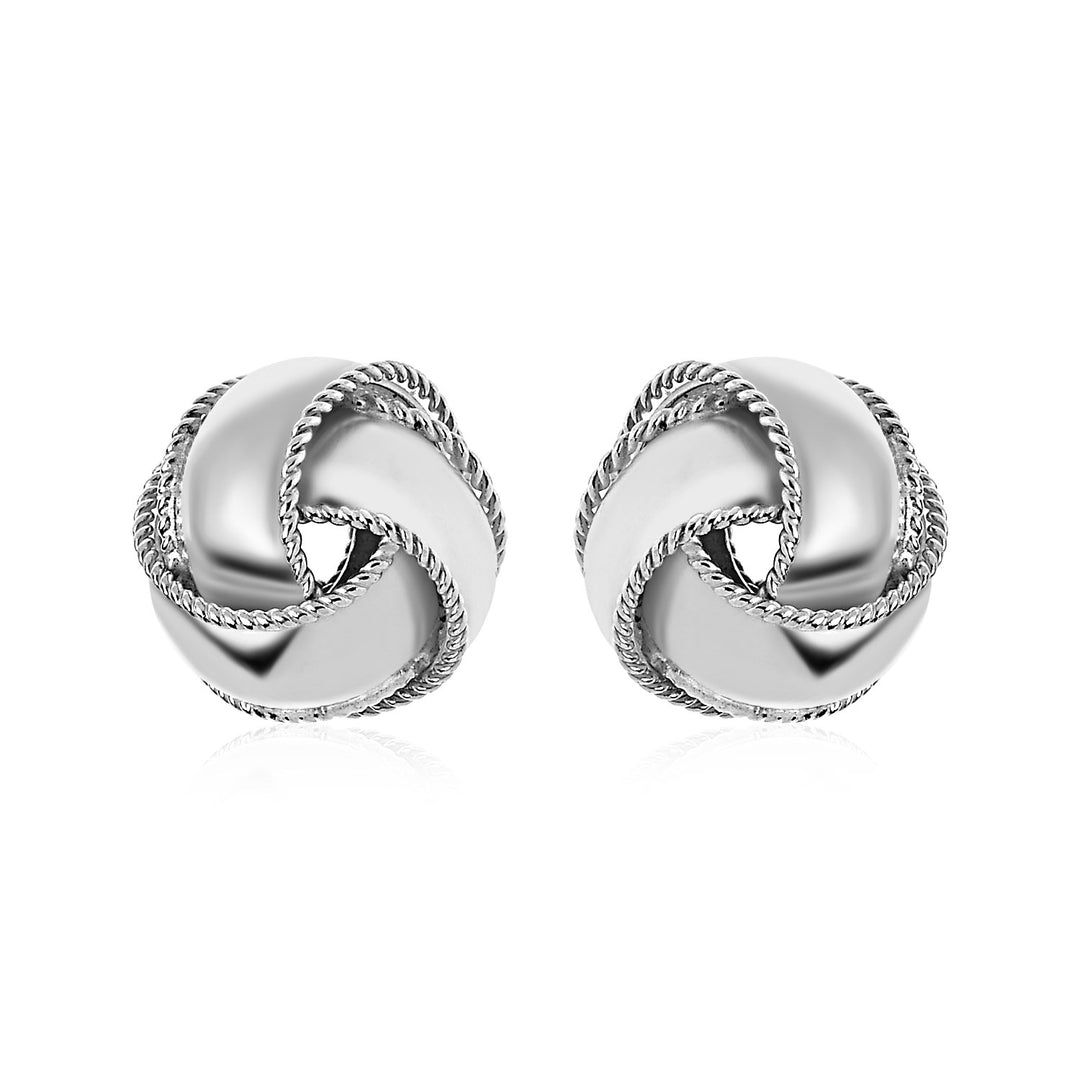 Textured and Polished Love Knot Earrings in Sterling Silver(13mm) Earrings