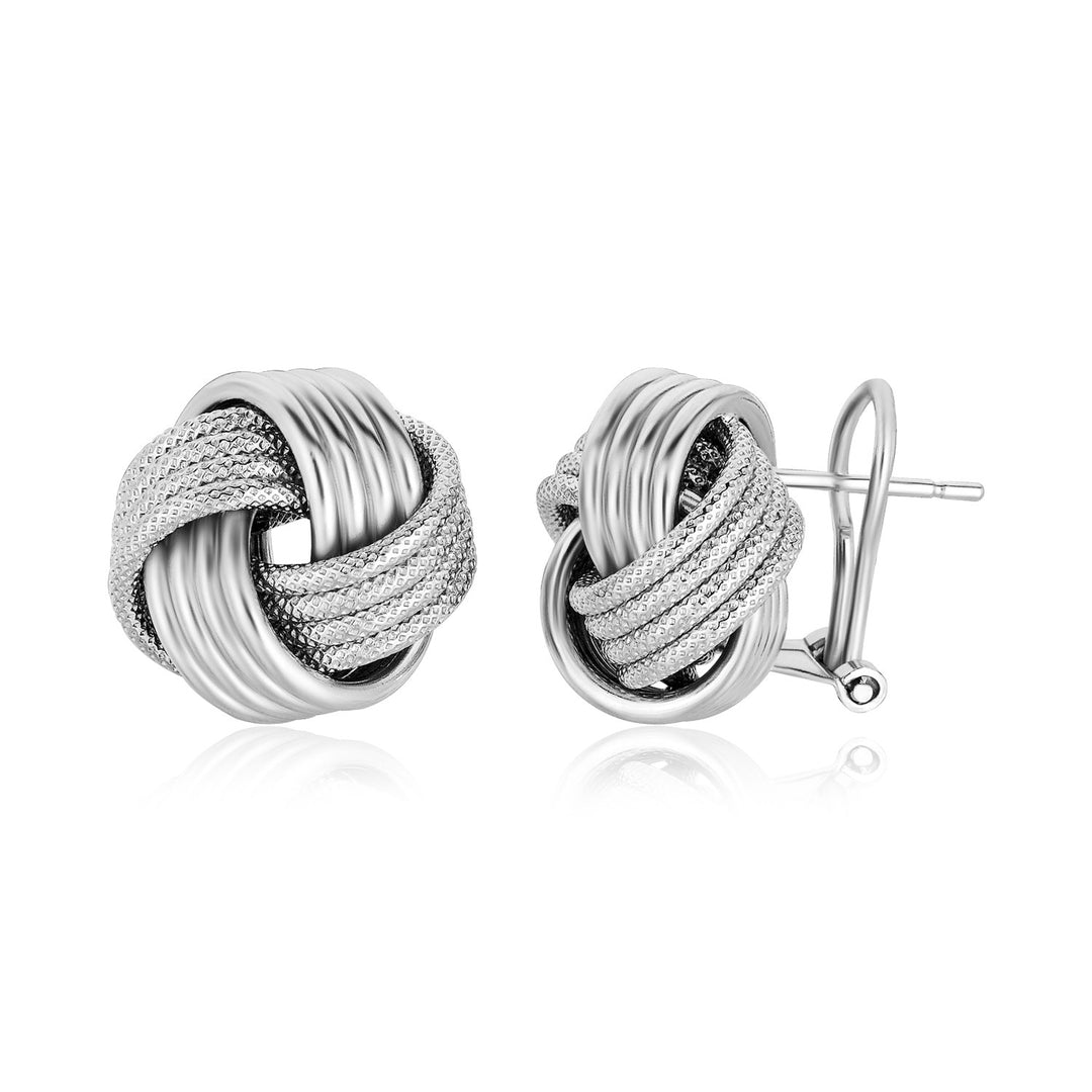 Sterling Silver Groove Textured Love Knot Earrings(14mm) Earrings