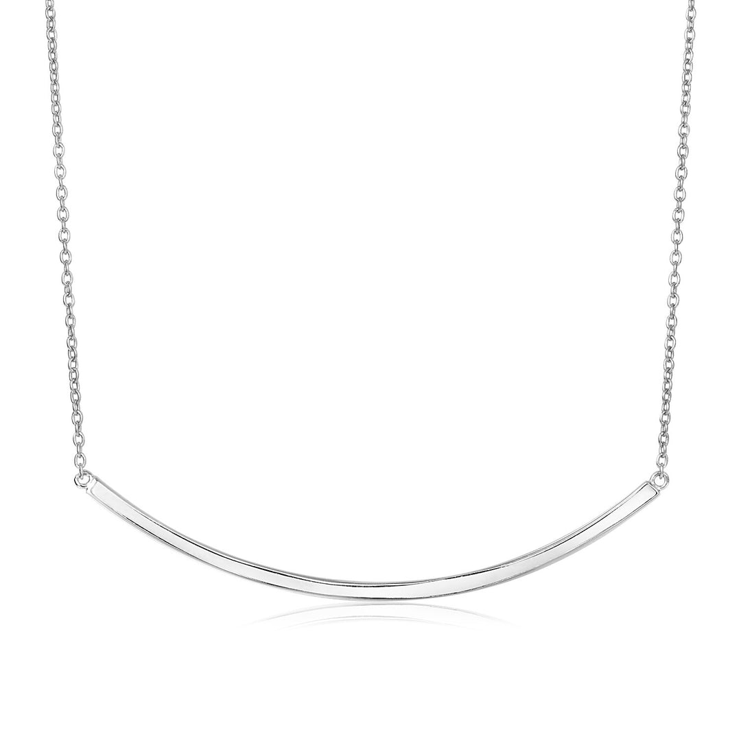 Sterling Silver Polished Curved Bar Necklace Necklaces