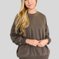 Stepped Hem Pullover in Brown