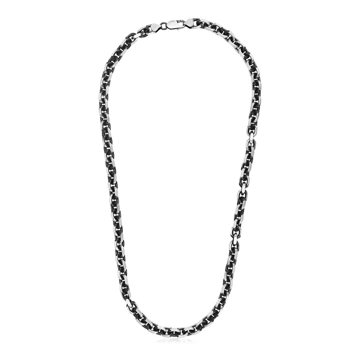 Sterling Silver Gunmetal Finish Oval Link Necklace Necklaces