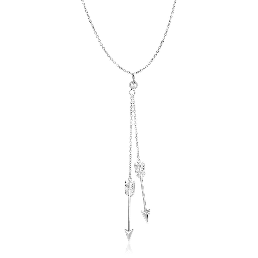 Sterling Silver 18 inch Lariat Necklace with Two Arrows Necklaces