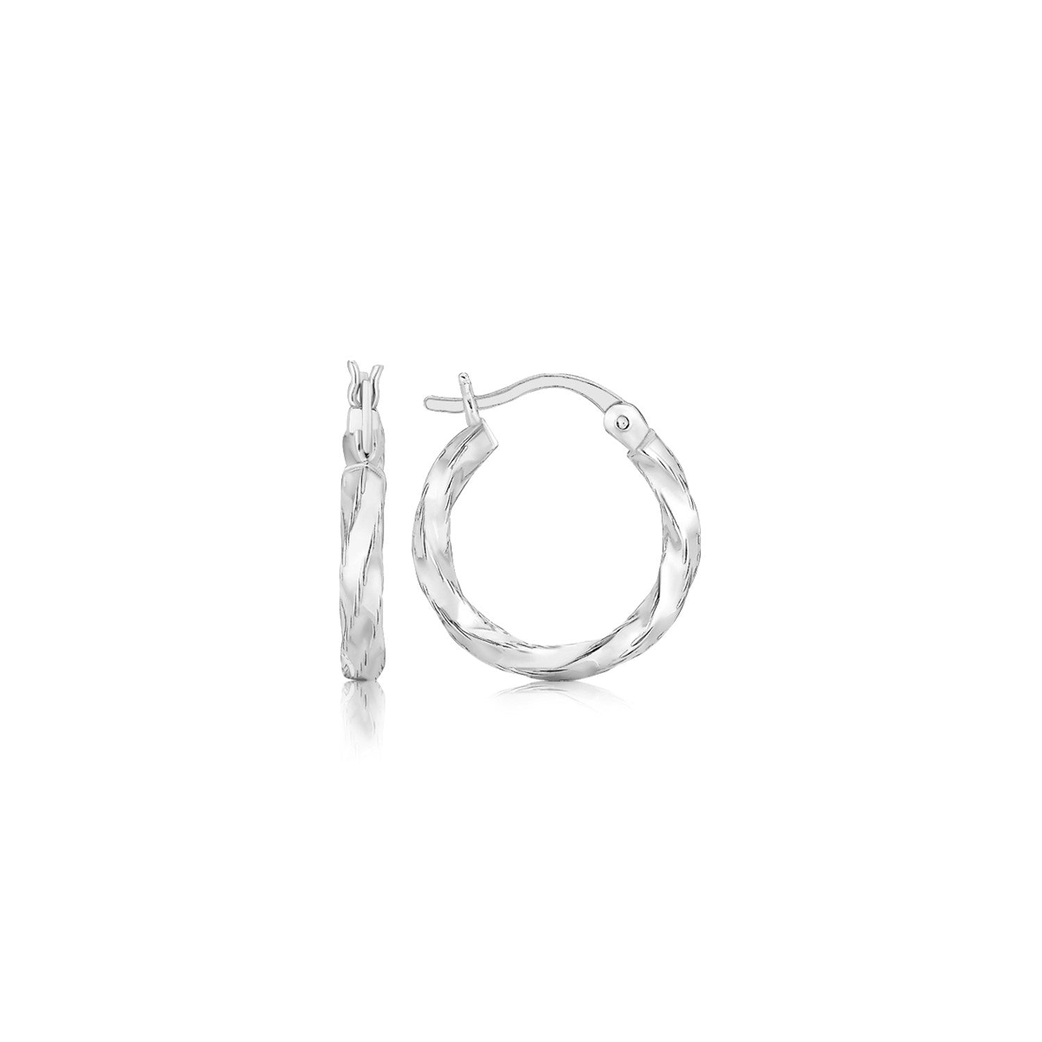 Spiral Style Polished Hoop Earrings in Sterling Silver(3x15mm) Earrings