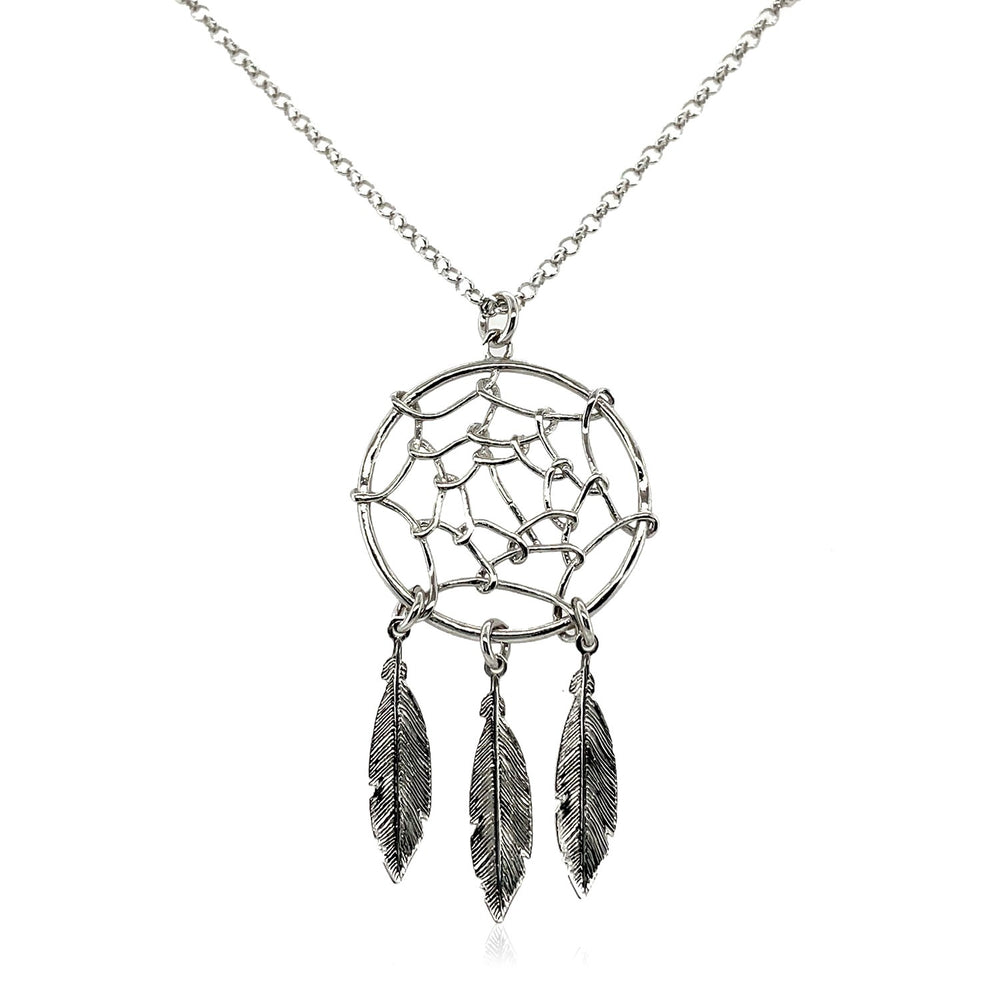 Sterling Silver 17 inch Necklace with Dream Catcher Pendant Necklaces