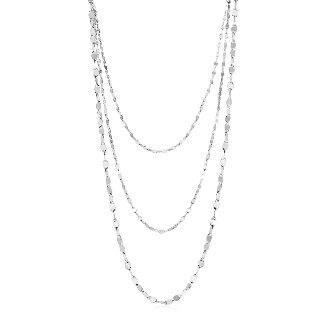 Sterling Silver Three Strand Marina Link Necklace Necklaces