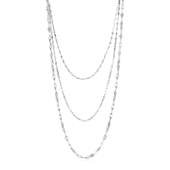 Sterling Silver Three Strand Marina Link Necklace Necklaces