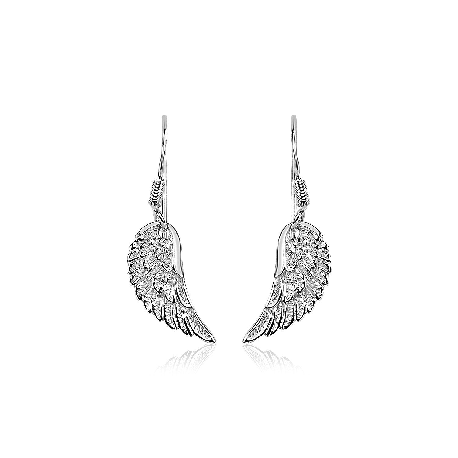 Sterling Silver Textured Angel Wing Earrings Earrings