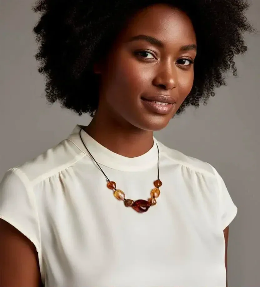 Acrylic Beaded Statement Necklace - DAVERRI FASHIONS