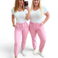 High Rise Pink Denim Joggers Pink Denim Joggers