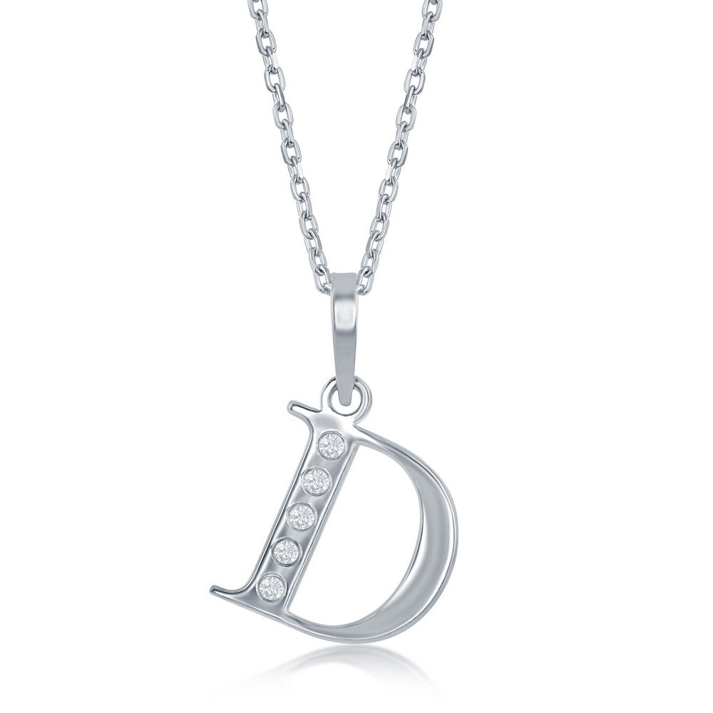 Sterling Silver 0.03cttw Diamond Accent 'D' Initial Pendant w/Chain Necklaces