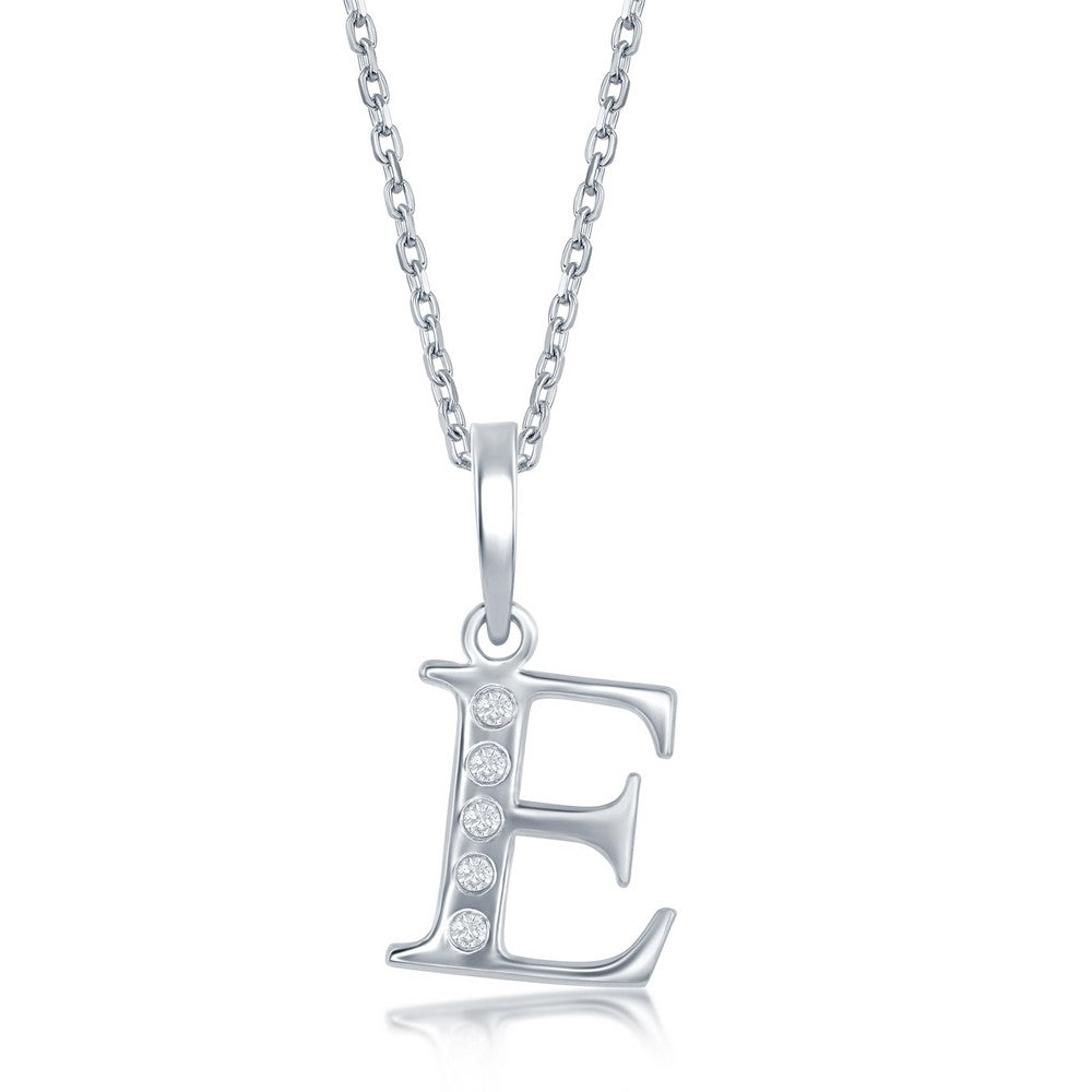 Sterling Silver Diamond 'E' Initial Pendant Necklace Necklaces