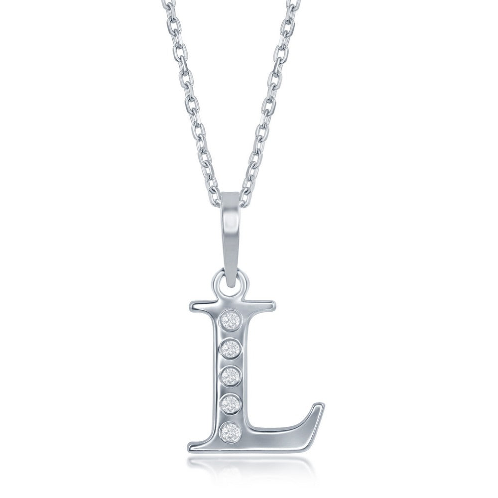 Sterling Silver 0.03cttw Diamond 'L' Initial Pendant w/Chain Necklaces