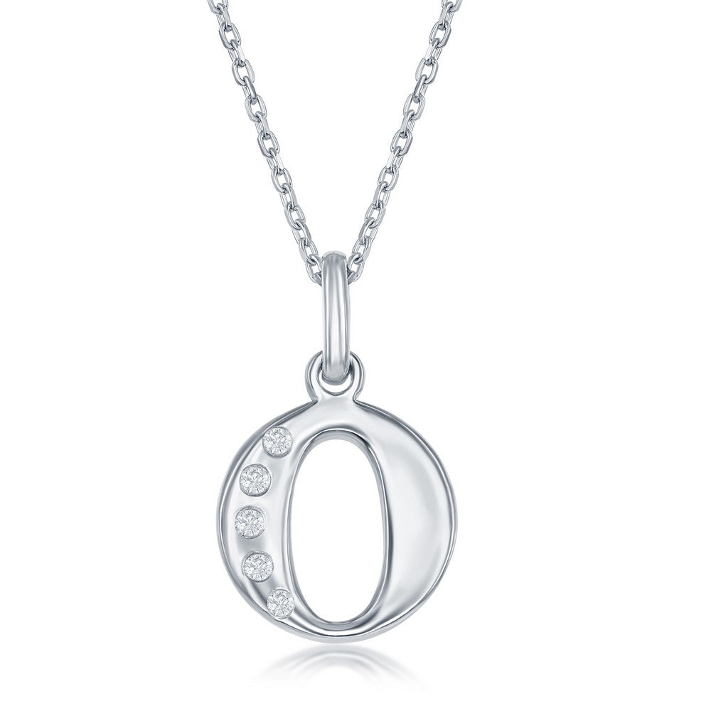 Sterling Silver 0.03cttw Diamond 'O' Initial Pendant w/Chain Necklaces