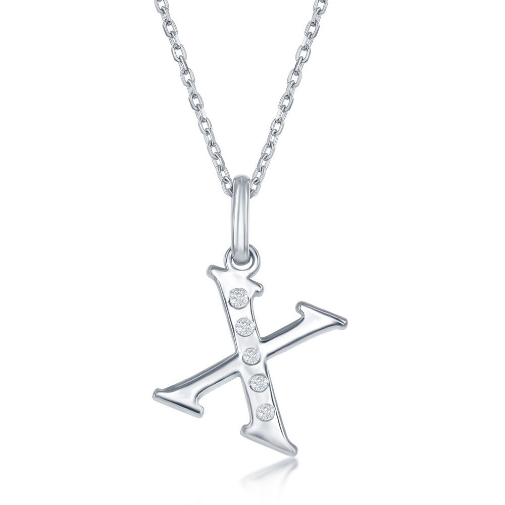 Sterling Silver 0.03cttw Diamond 'X' Initial Pendant w/Chain Necklaces