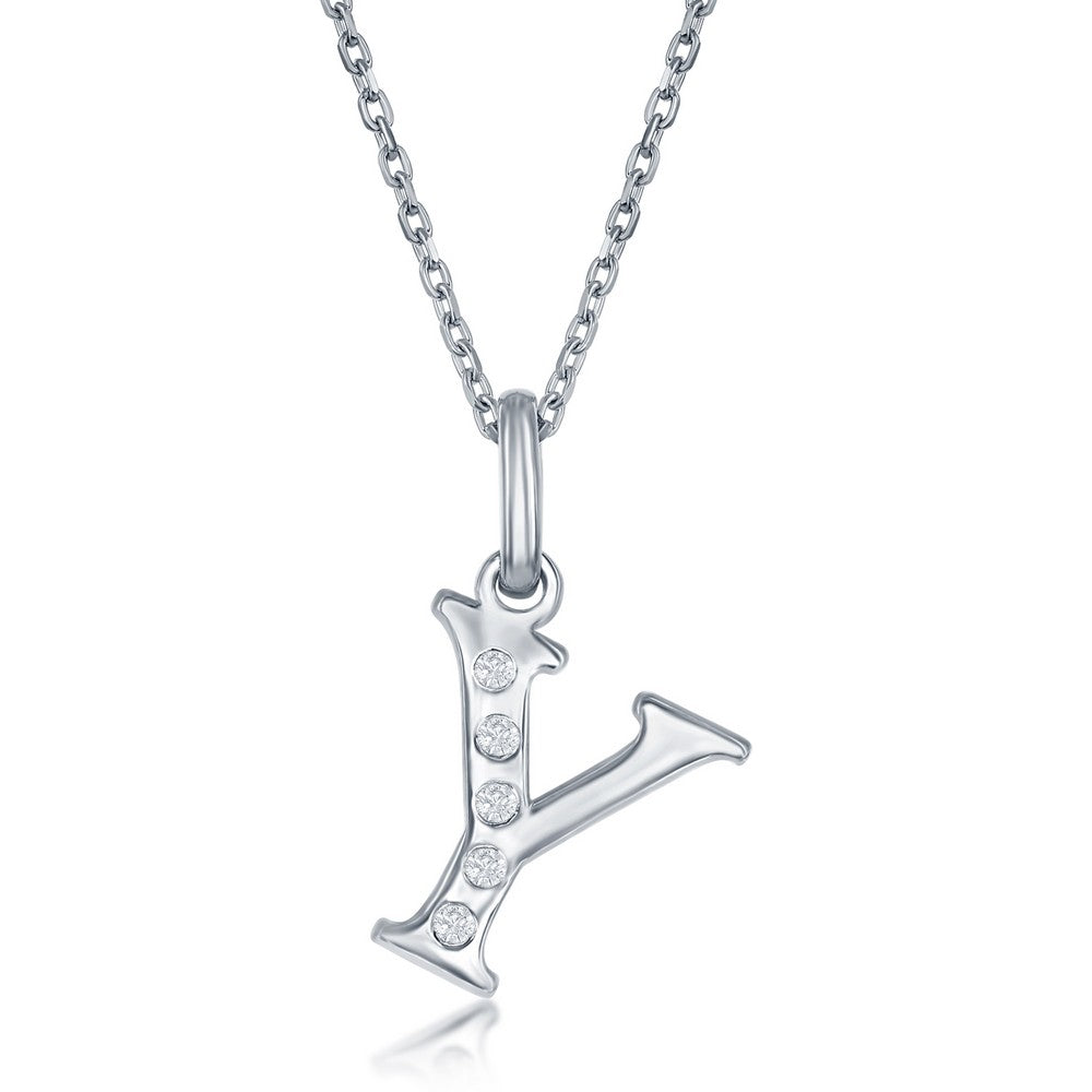 Sterling Silver Diamond 'Y' Initial Pendant Necklace Necklaces