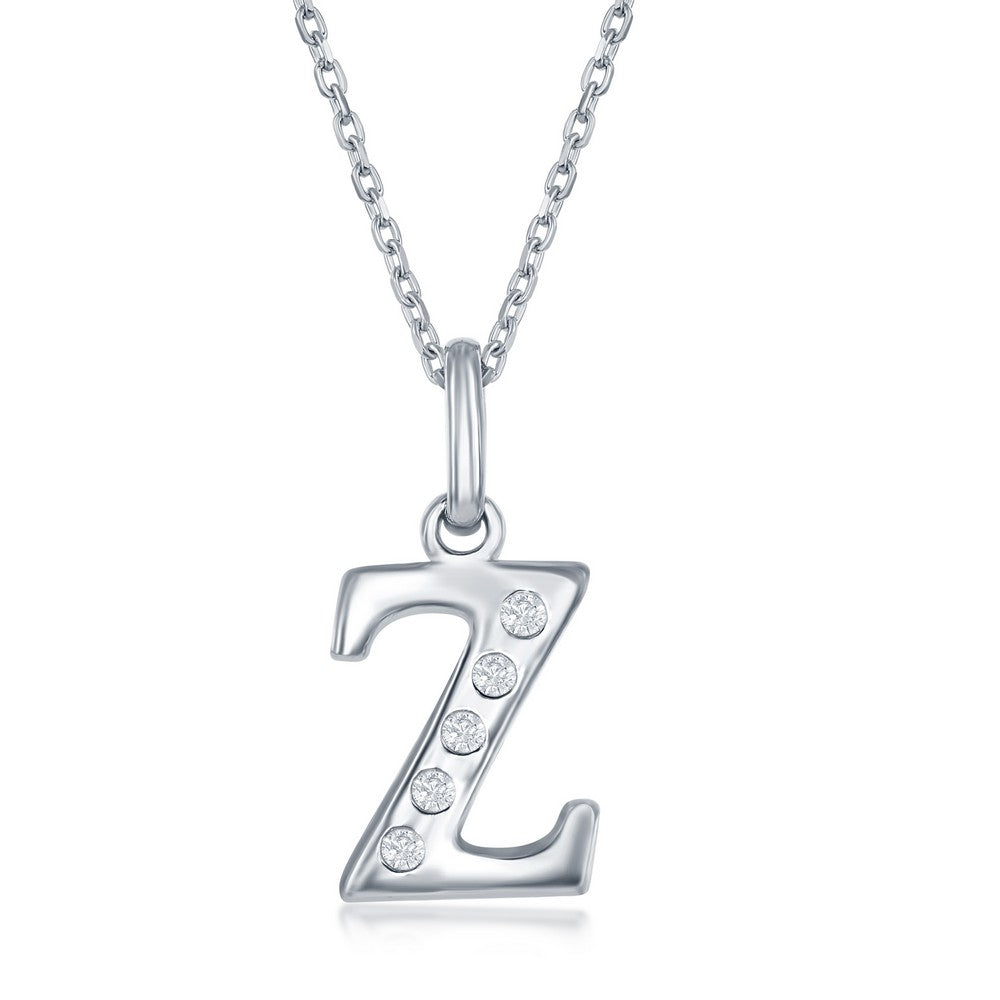 Sterling Silver Diamond 'Z' Initial Pendant Necklace Necklaces