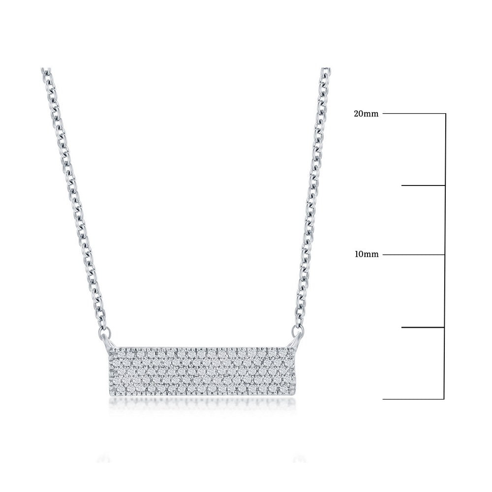 Sterling Silver Rectangle Bar Diamond Necklace Necklaces