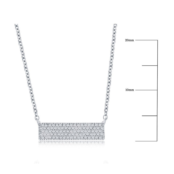 Sterling Silver Rectangle Bar Diamond Necklace Necklaces