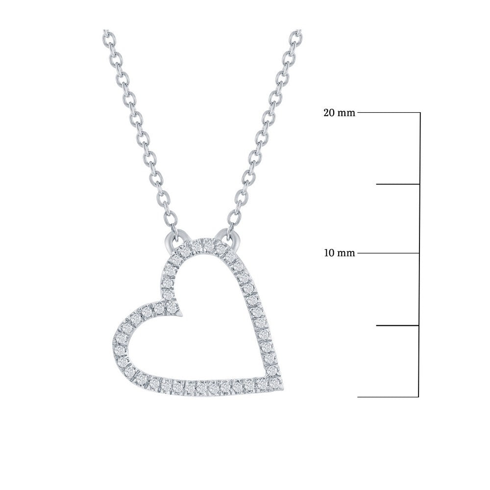 Sterling Silver Open Heart Diamond Necklace Necklaces