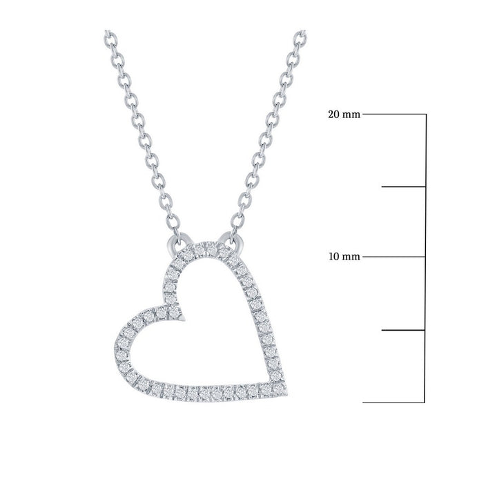 Sterling Silver Open Heart Diamond Necklace Necklaces