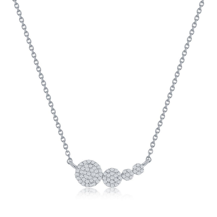 Sterling Silver, Graduating Rounds Diamond Necklace - (71 Stones) Necklaces