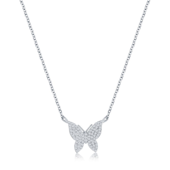 Butterfly Diamond Necklace in Sterling Silver Necklaces