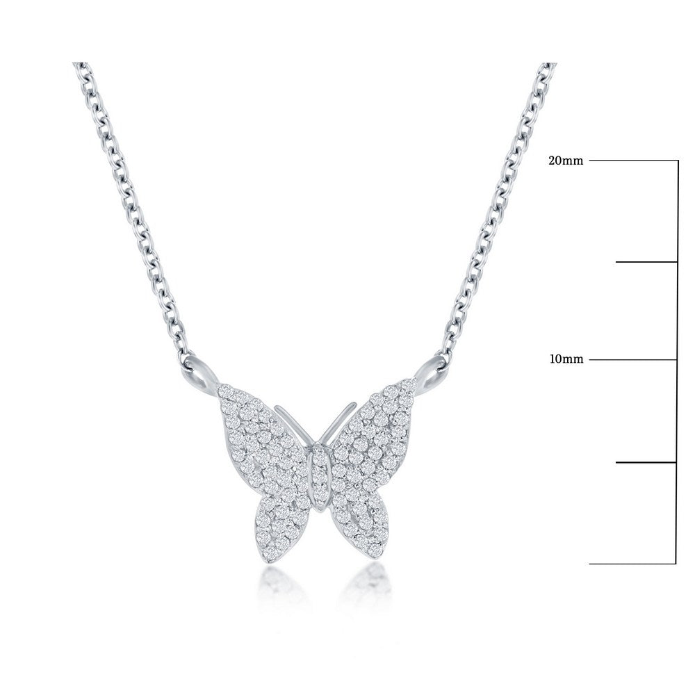 Butterfly Diamond Necklace in Sterling Silver Necklaces