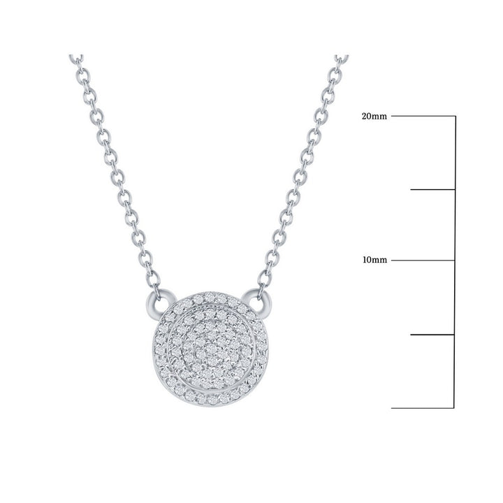 Sterling Silver Round Halo Diamond Necklace Necklaces