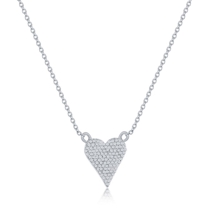 Sterling Silver, Heart Design Diamond Necklace Necklaces