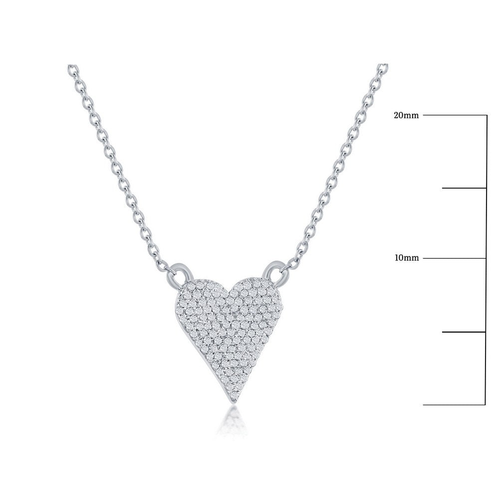 Sterling Silver, Heart Design Diamond Necklace Necklaces