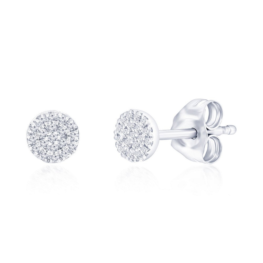 Sterling Silver 4.5mm Round Diamond Stud - 38 Stones Earrings