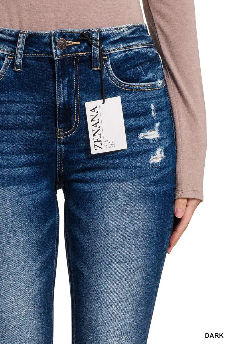 Feeling Empowered Denim Distressed Boot Cut Jeans - DAVERRI FASHIONS