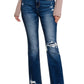 Feeling Empowered Denim Distressed Boot Cut Jeans - DAVERRI FASHIONS