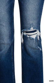 Feeling Empowered Denim Distressed Boot Cut Jeans | Daverri Fashions