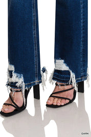 Feeling Empowered Denim Distressed Boot Cut Jeans | Daverri Fashions