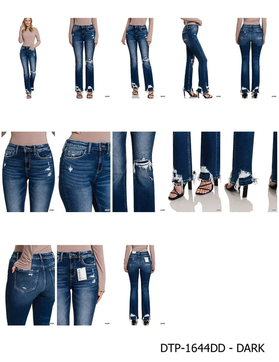Feeling Empowered Denim Distressed Boot Cut Jeans - DAVERRI FASHIONS